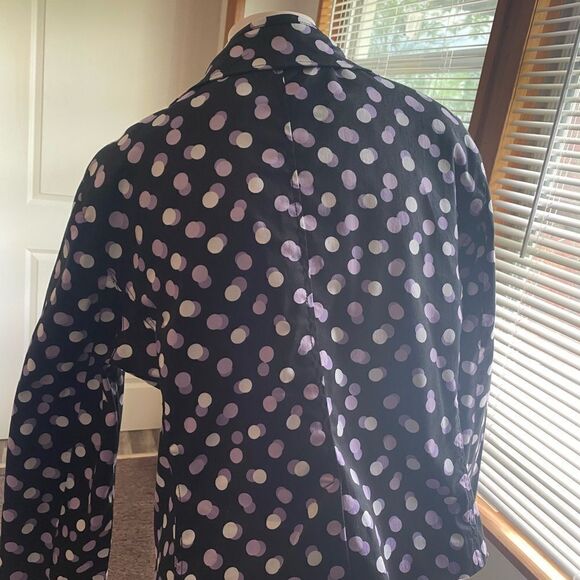 Larry Levine Stretch Black/Purple/Lavender/White Polka dot blazer, size 14 - Picture 3 of 4